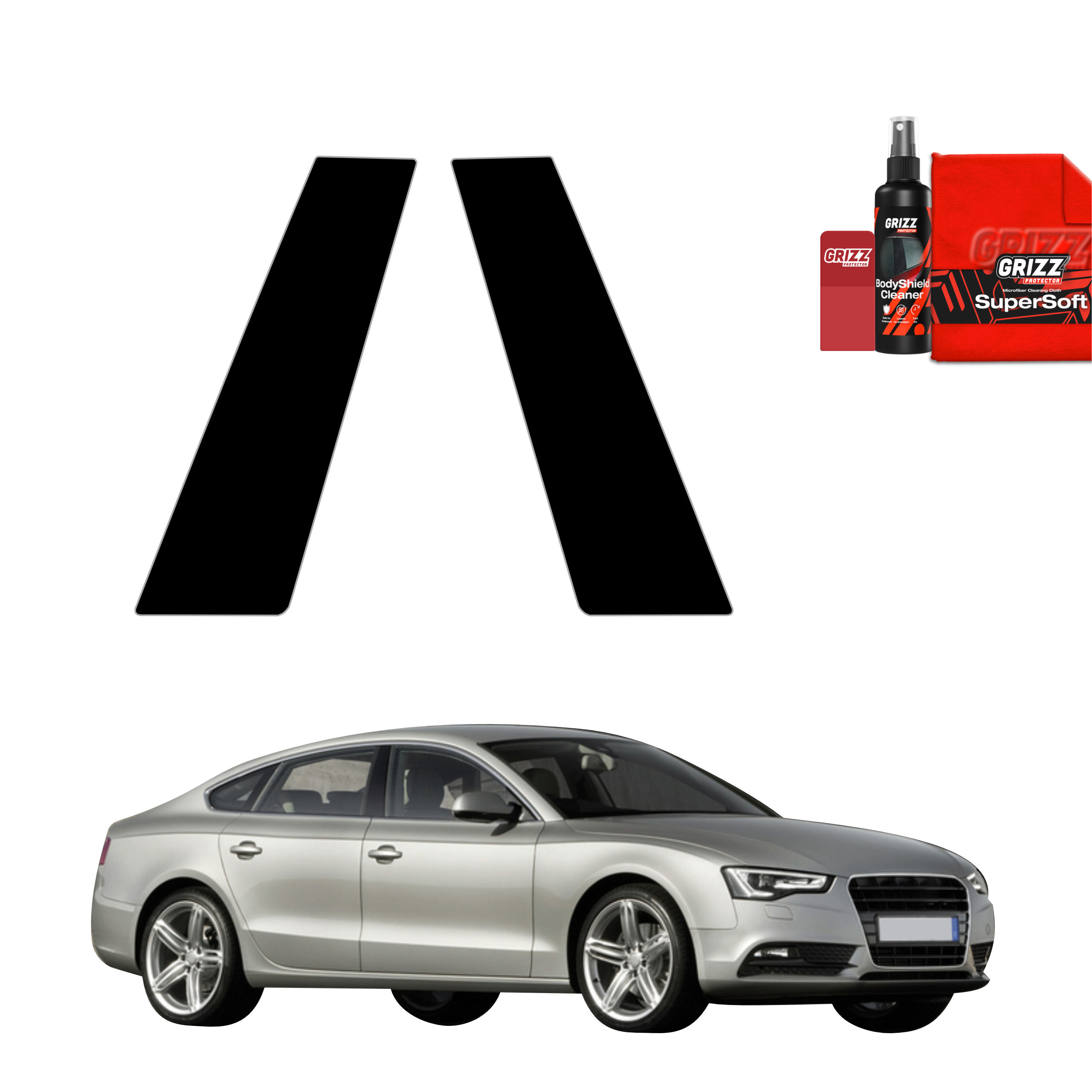 2w1 Czarna folia na słupki do Audi A5 8T SUV 5D (2007-2016)