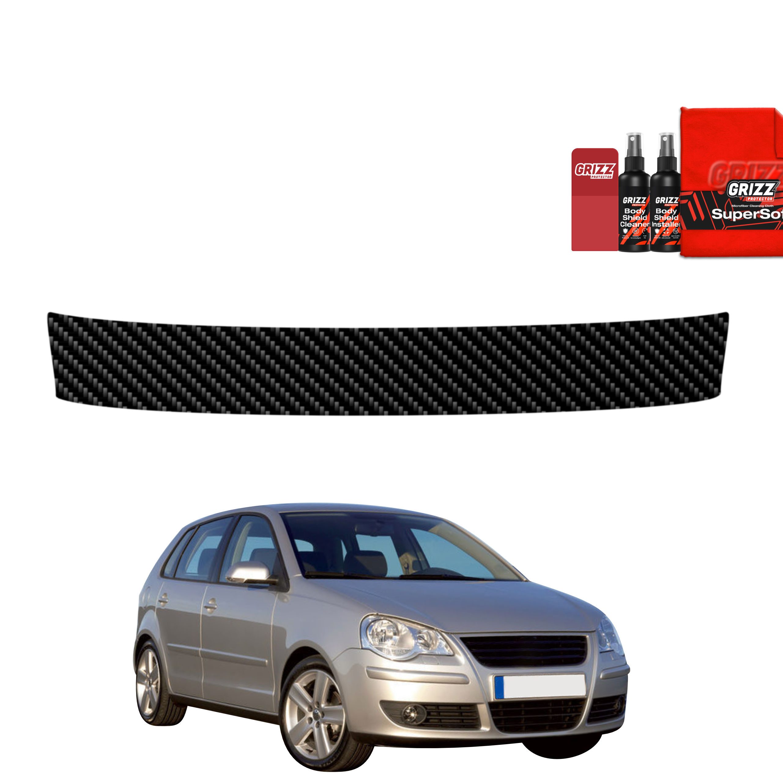 Folia karbonowa na próg bagażnika do Volkswagen Polo Hatchback 5D (2001-2009)