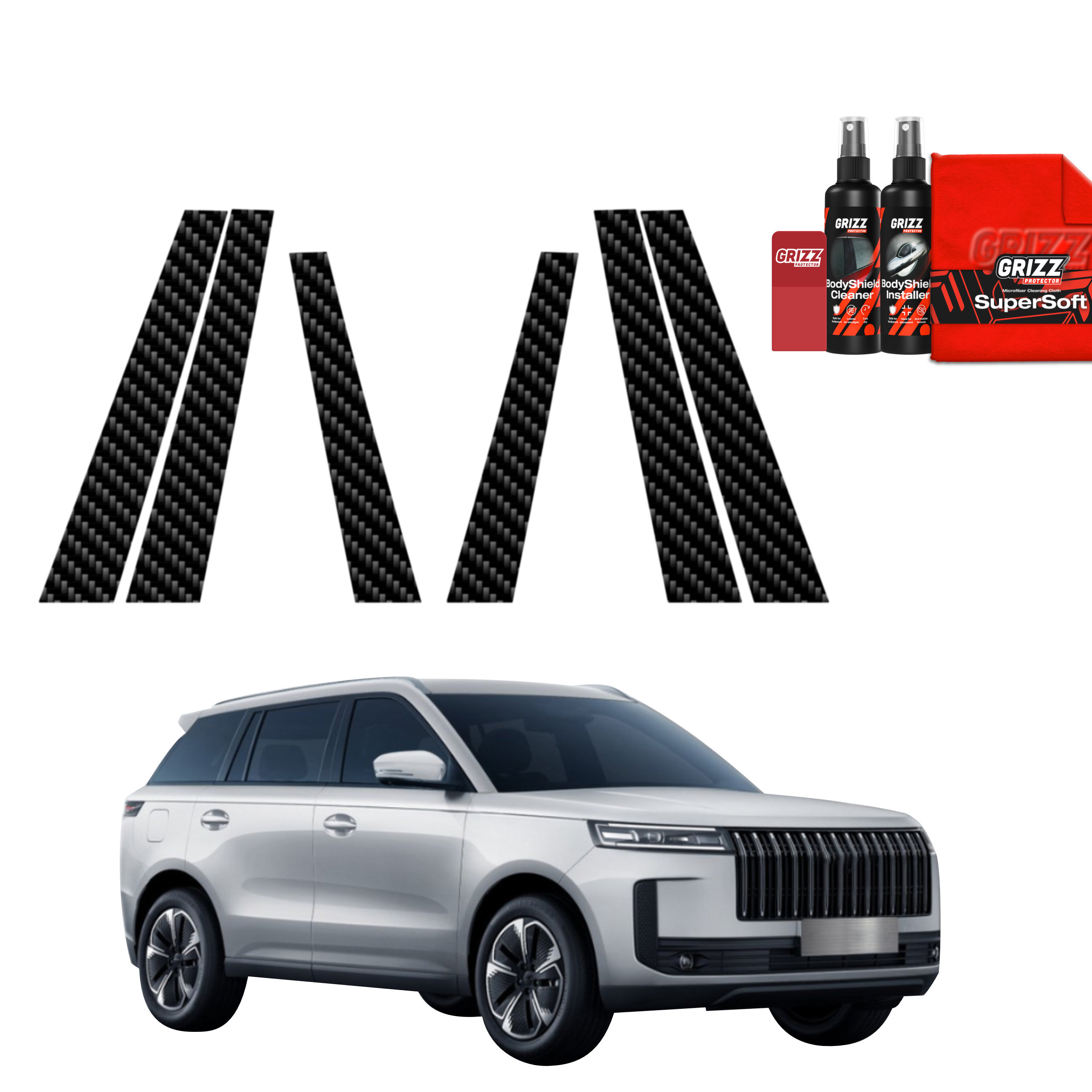 6w1 Folia karbonowa na słupki Grizz do Jaecoo J5 (2025-2026)